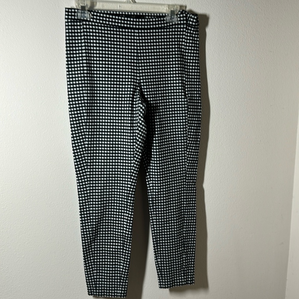 Banana Republic Devon Sz 10 plaid / checkers black white  flat front ankle pants